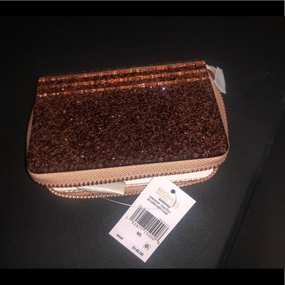 MK-Barbara Metallic Zip-Around Coin Card Case - Picture 4 of 8